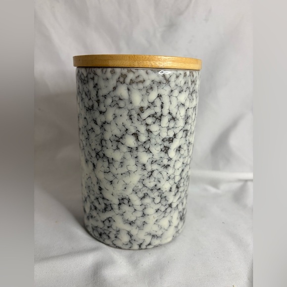 Roscher Wooden Lidded Stoneware Canister - Picture 2 of 5